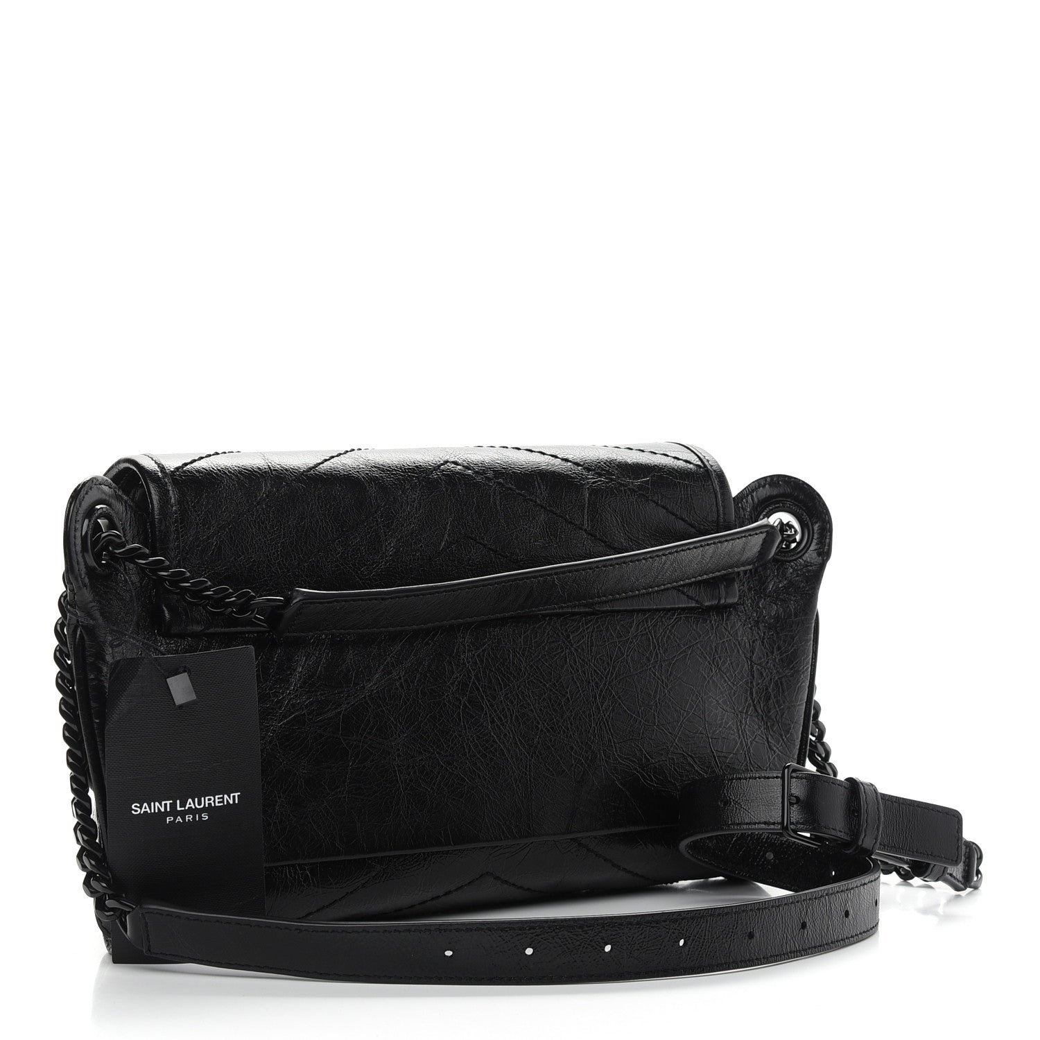 Saint Laurent Crinkled Calfskin Matelasse Monogram Niki Body Bag Black 3 of 8