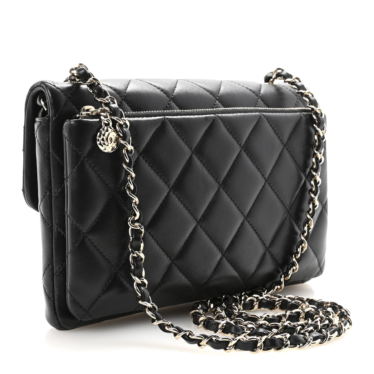 Chanel Lambskin Quilted CC Pocket Clutch With Chain Black 3 of 10
