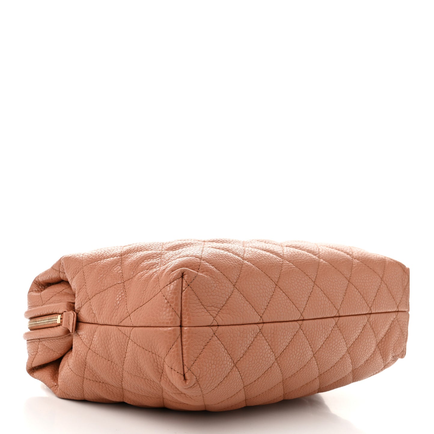 Shiny Caviar Quilted Large Bowling Bag Brown