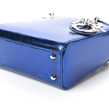 Christian Dior Metallic Lizard Mini Lady Dior Blue 7 of 10