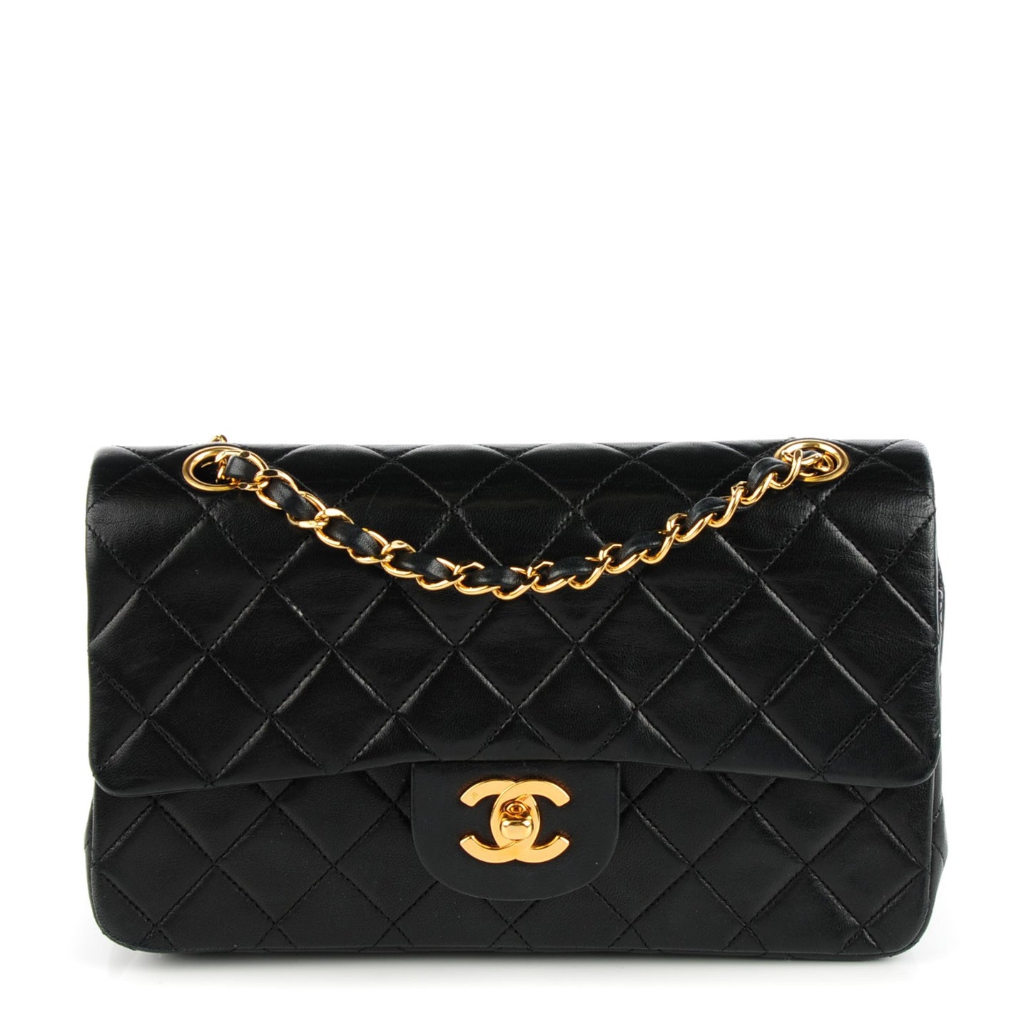Lambskin Quilted Small Double Flap Black