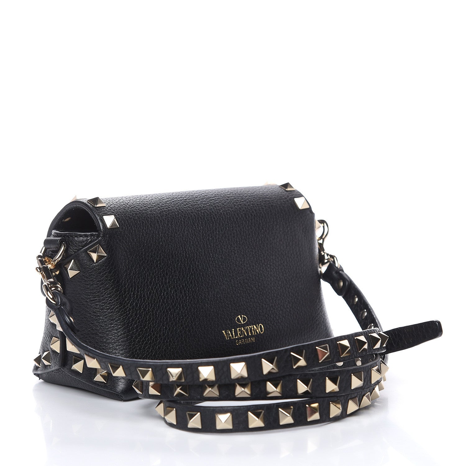 Valentino Garavani Pebbled Calfskin Mini Rockstud Crossbody Bag Black 3 of 9
