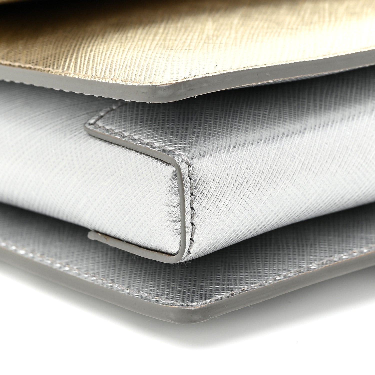 Salvatore Ferragamo Metallic Hammered Calfskin Vara Bow Chain Flap Crossbody Silver Gold 17 of 23