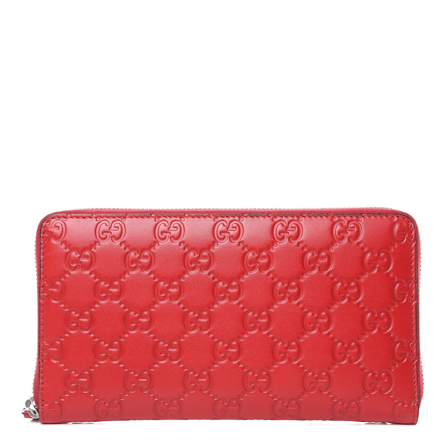 Guccissima Signature Zip Around Organizer Wallet Hibiscus Red