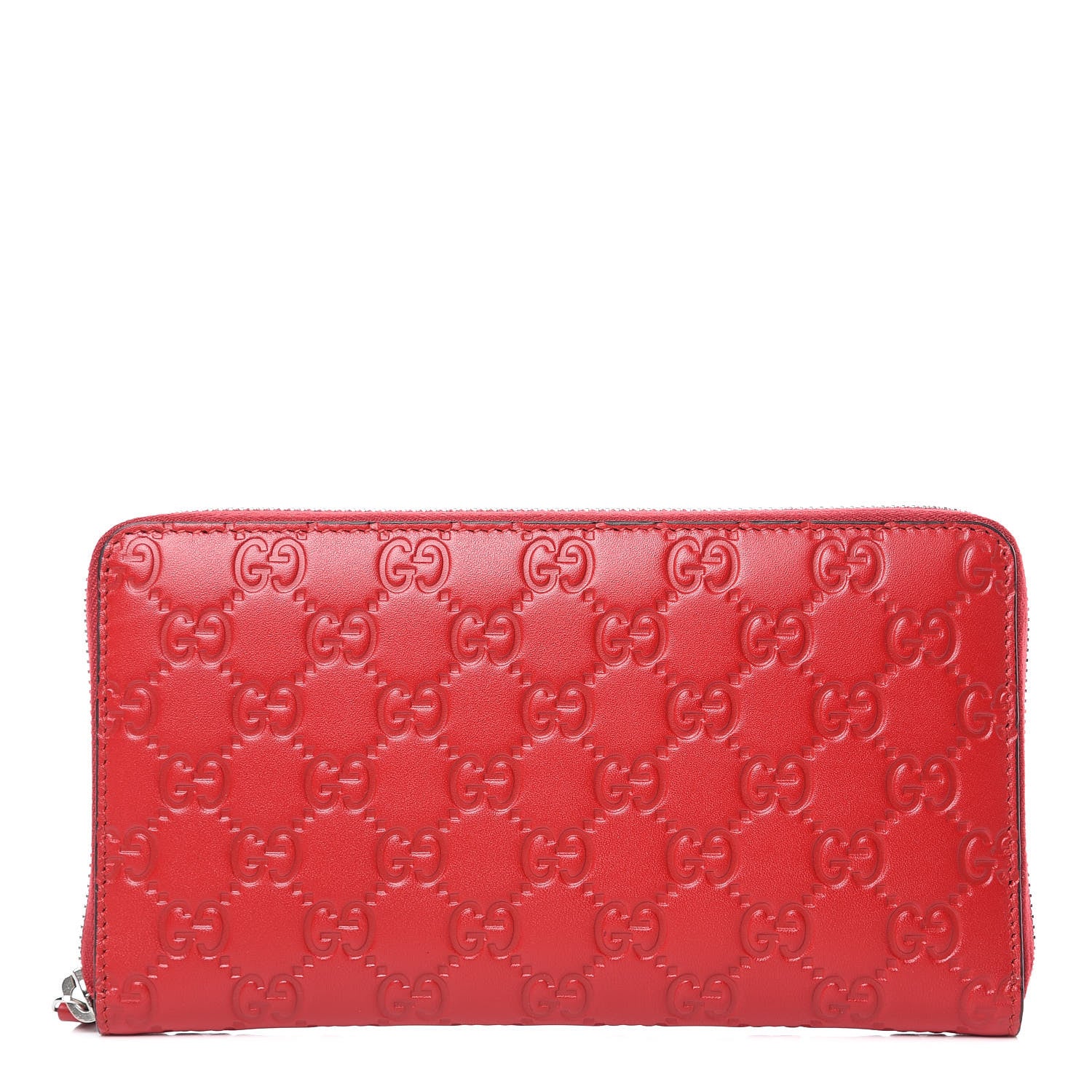 Gucci Guccissima Signature Zip Around Organizer Wallet Hibiscus Red 1 of 8