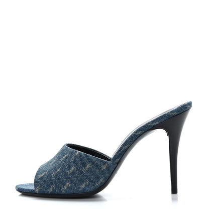 Saint Laurent Denim Monogram La 16 Mule Sandals 39 Blue Jeans 1 of 8