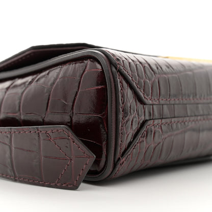 Givenchy Calfskin Crocodile Embossed Eden Mini Top Handle Burgundy 9 of 10