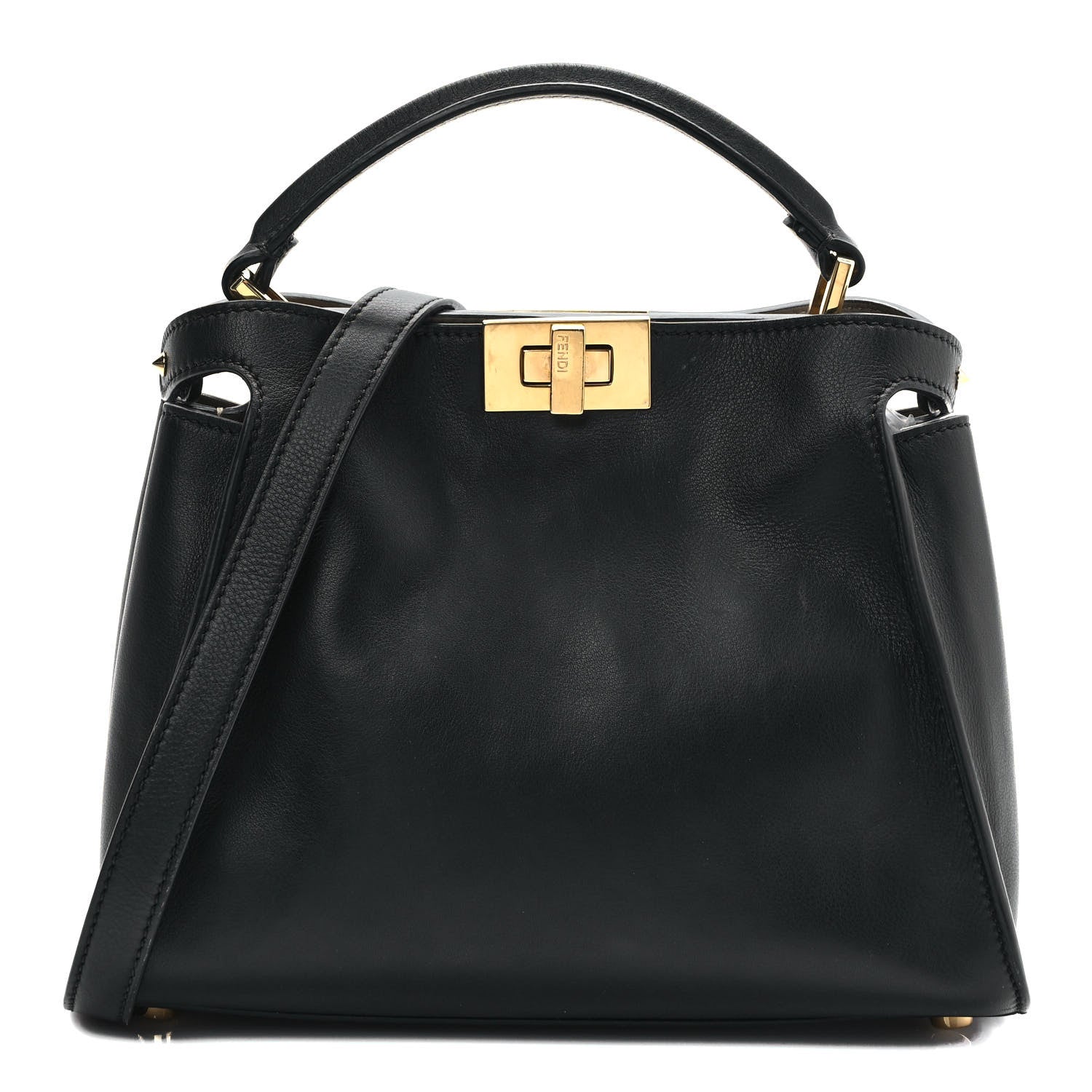 Fendi Vitello Tahiti Burro Medium Peekaboo Iconic Essentially Satchel Black Corda 1 of 9