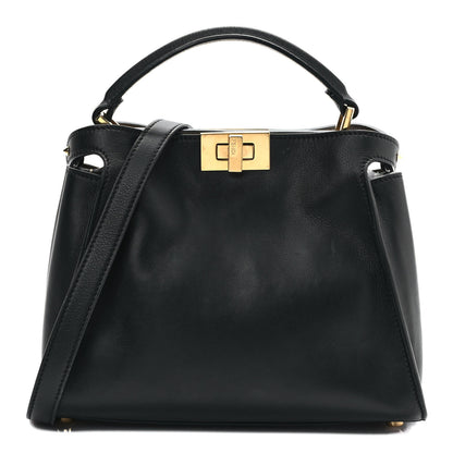Fendi Vitello Tahiti Burro Medium Peekaboo Iconic Essentially Satchel Black Corda 1 of 9