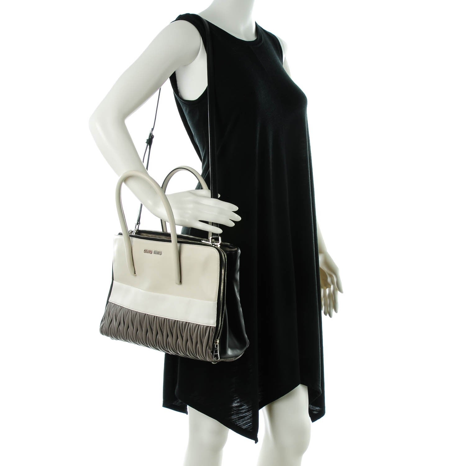 Miu Miu Nappa Matelasse Convertible Satchel Argilla Talco 2 of 7