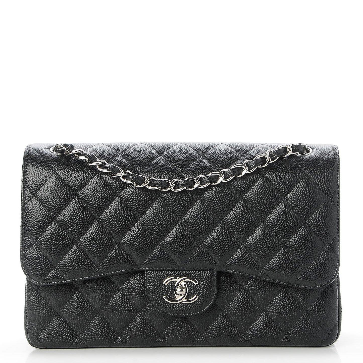 Caviar Quilted Jumbo Double Flap Black