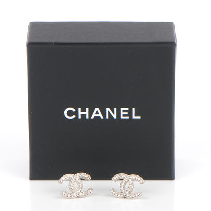 Chanel Crystal CC Earrings Silver 5 of 5