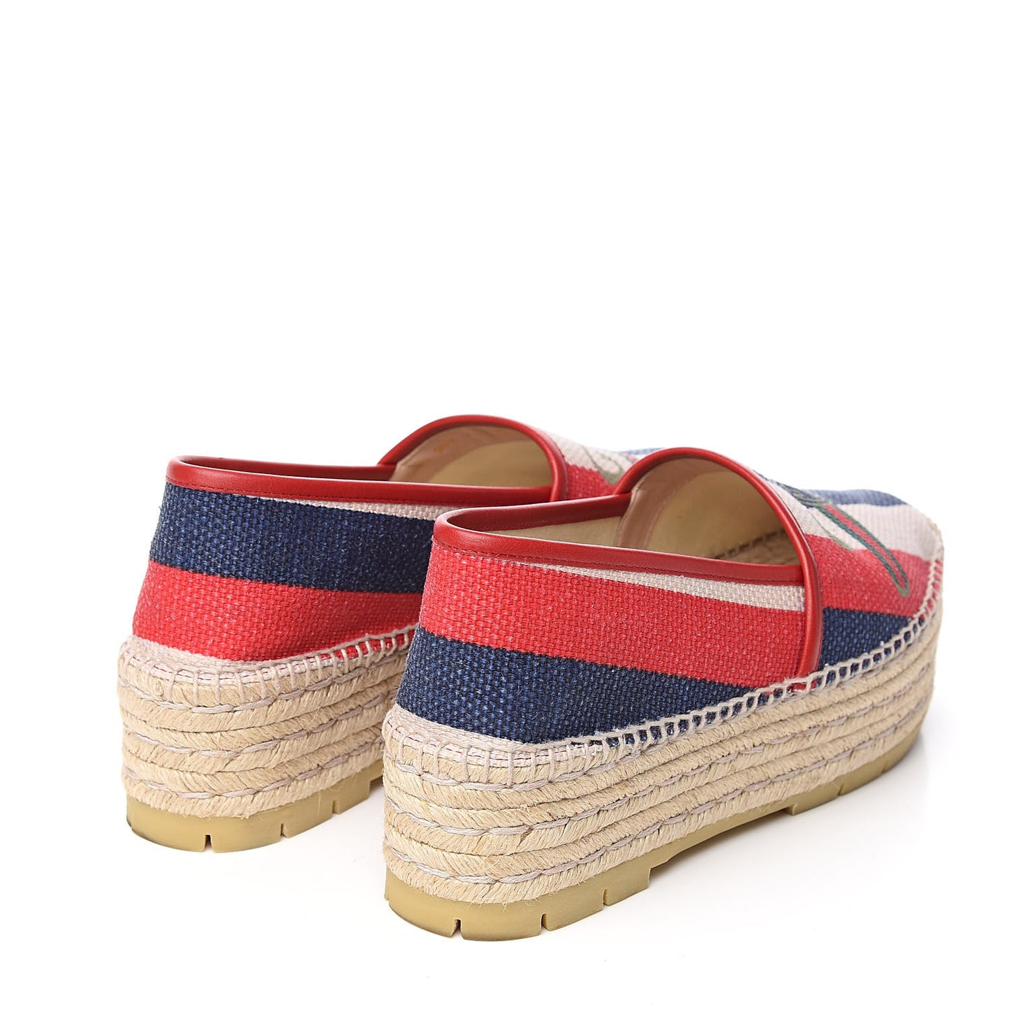 Canvas Sylvie Stripe Logo Platform Espadrilles 39.5 Mystic White Hibiscus Red Maritime