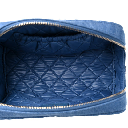 Chanel Denim Quilted Toiletry Case Blue 4 of 10
