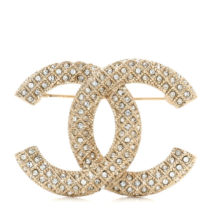 Chanel Crystal CC Brooch Light Gold 1 of 4