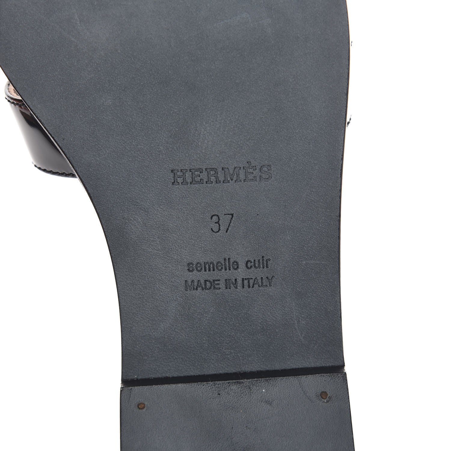 Hermes Patent Oran Sandals 37 Black 7 of 10