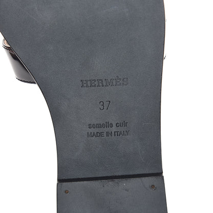 Hermes Patent Oran Sandals 37 Black 7 of 10