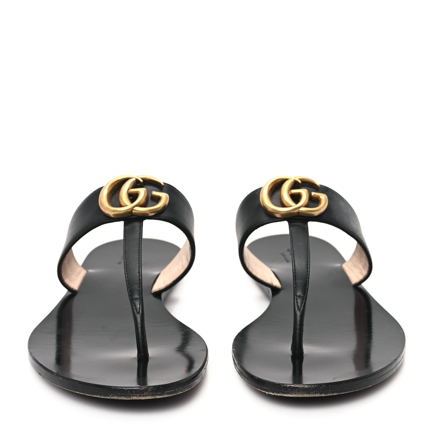 Calfskin GG Marmont Thong Sandals 36.5 Black
