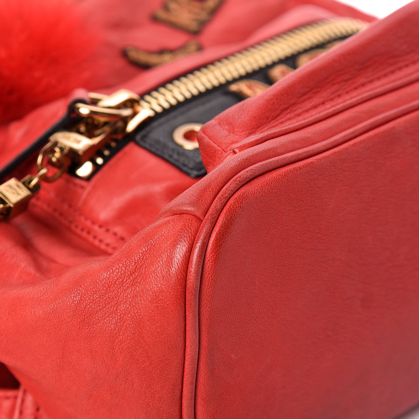 Lambskin Fox Fur Small Stark Insignia Backpack Red