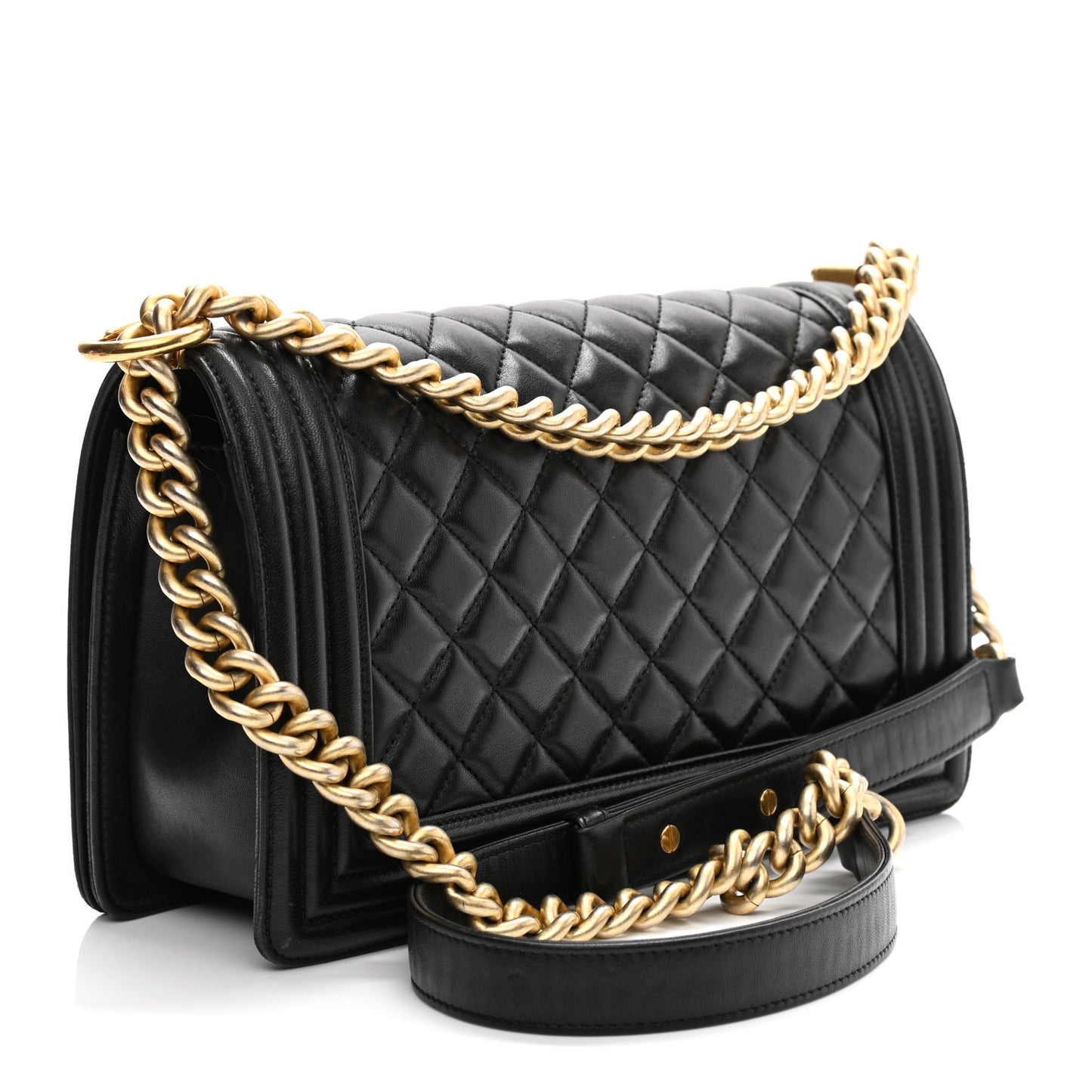 Lambskin Quilted Medium Boy Flap Black