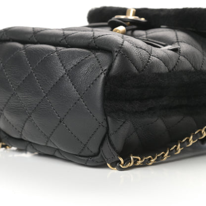 Chanel Lambskin Shearling Quilted CC Backpack Black 10 of 10