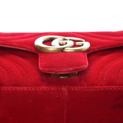 Gucci Velvet Matelasse Mini GG Marmont Shoulder Bag Hibiscus Red 12 of 12