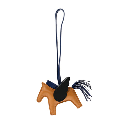 Hermes Milo Lambskin Grigri Rodeo Pegase Horse Bag Charm PM Sesame Black Bleu Saphir 1 of 4