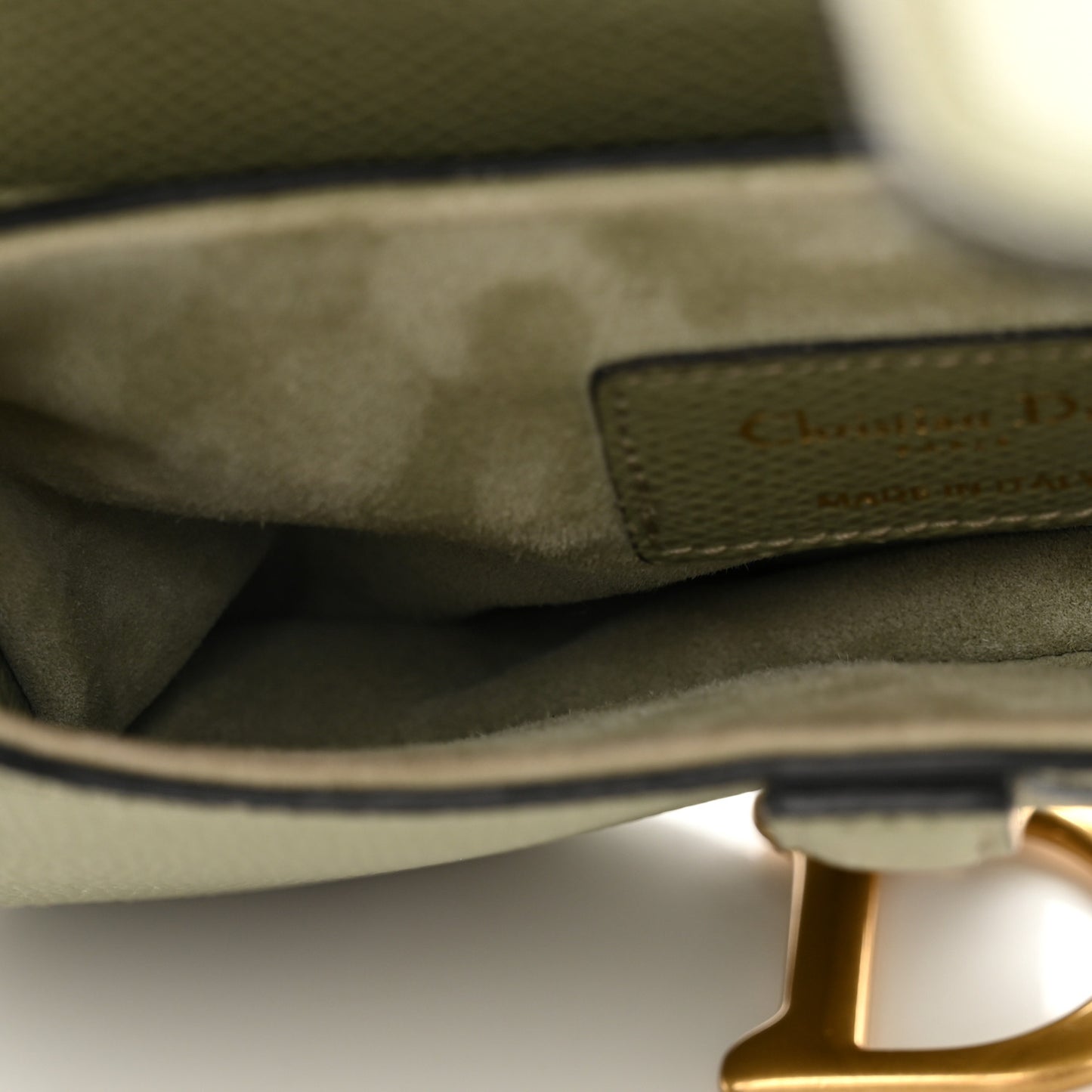 Grained Calfskin Mini Saddle Bag Green