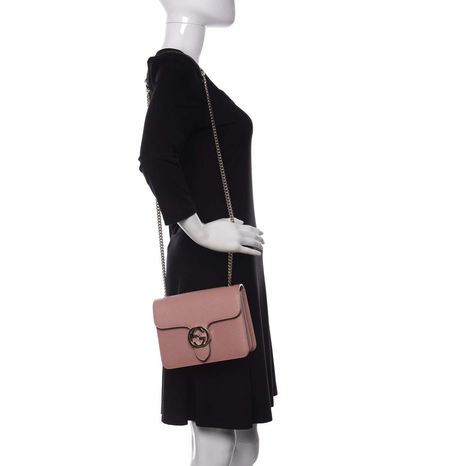 Gucci Dollar Calfskin Small Interlocking G Shoulder Bag Soft Pink 2 of 10