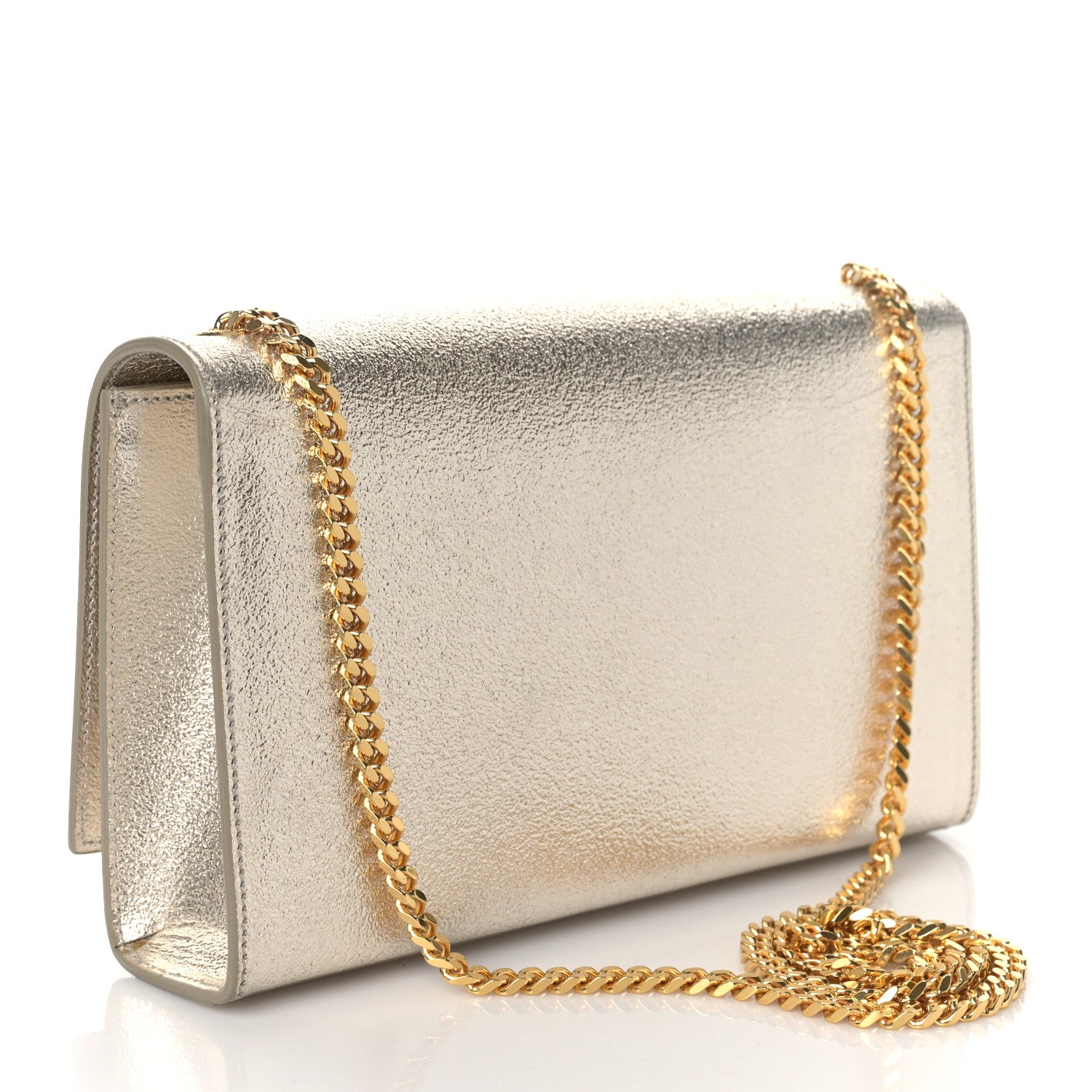 Saint Laurent Metallic Calfskin Medium Classic Monogram Kate Satchel Pale Gold 3 of 8