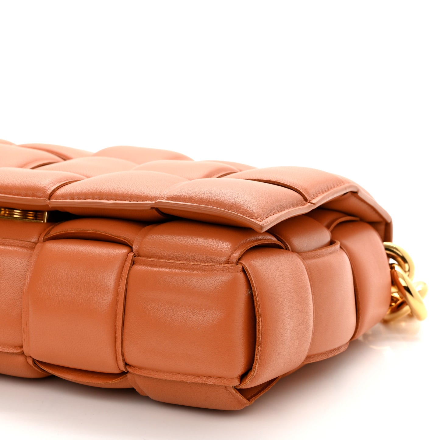 Lambskin Maxi Intreccio Padded Chain Cassette Crossbody Bag Clay