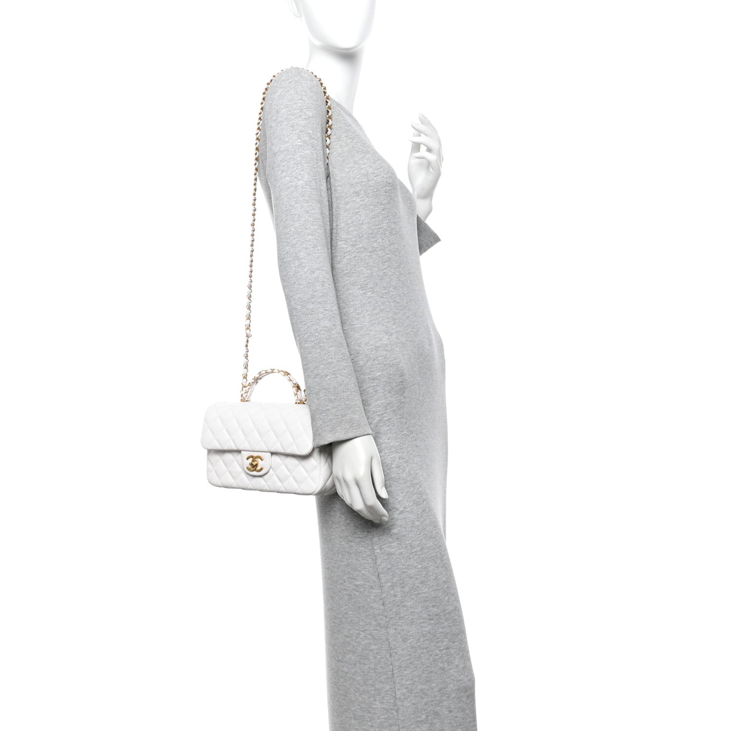 Caviar Quilted Small Handy CC Flap White