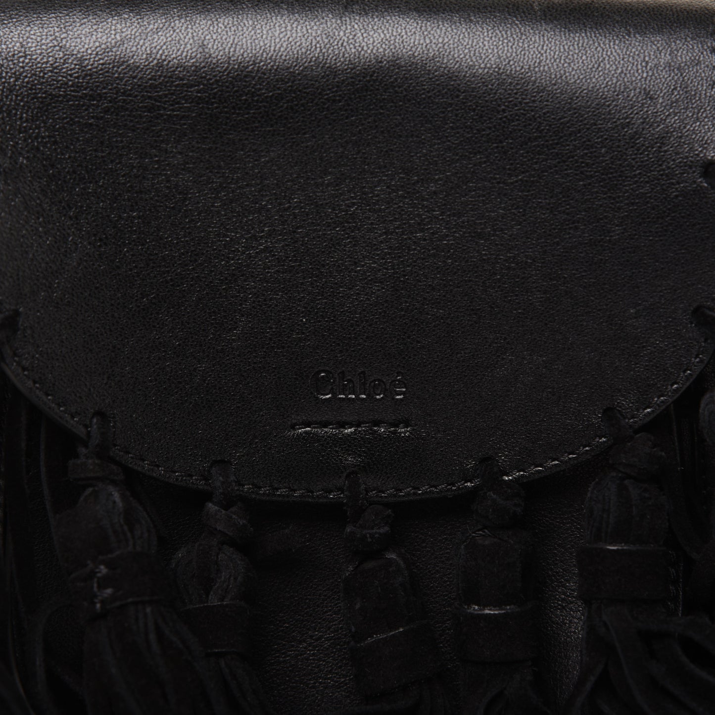 Calfskin Mini Hudson Fringe Shoulder Bag Black