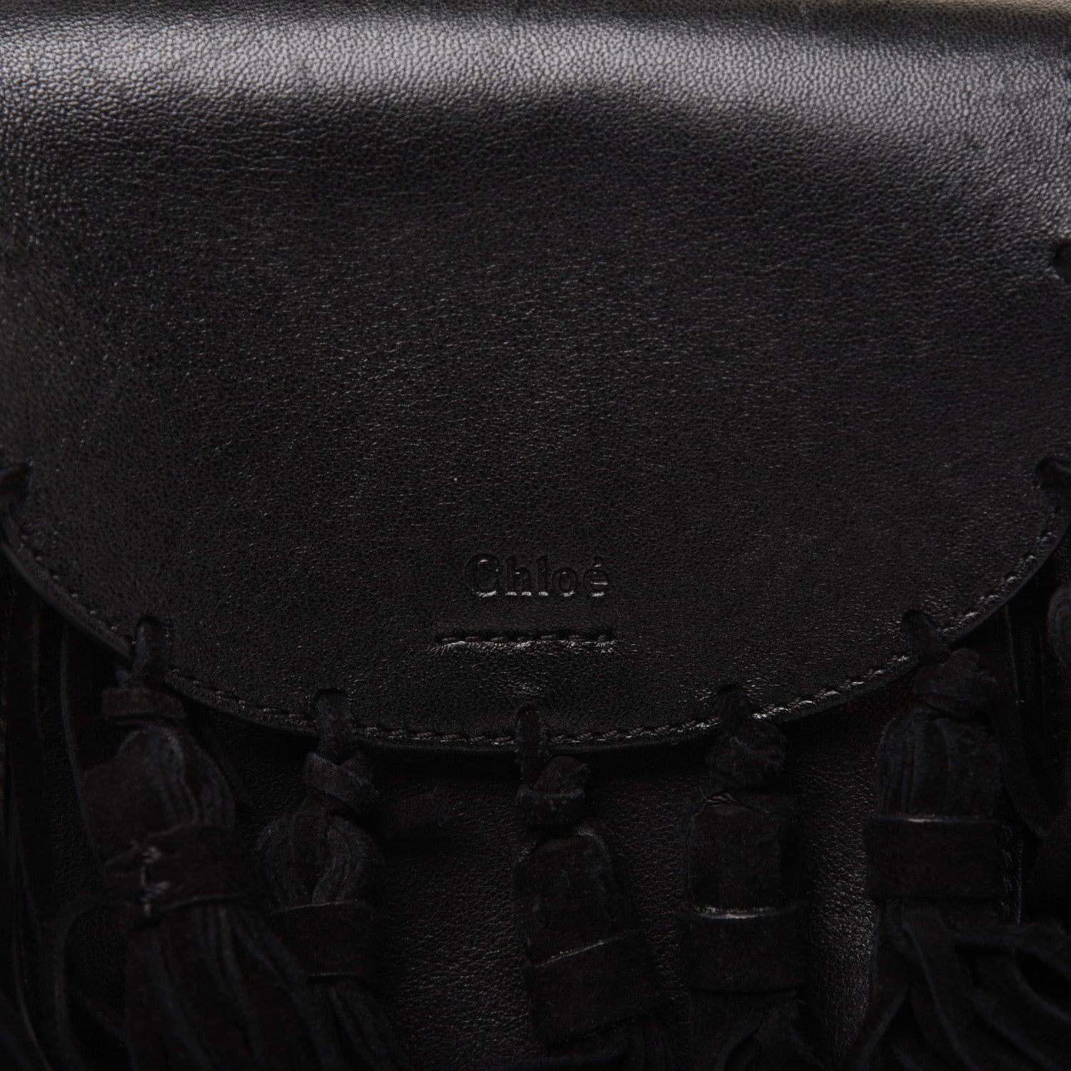 Chloe Calfskin Mini Hudson Fringe Shoulder Bag Black 14 of 17