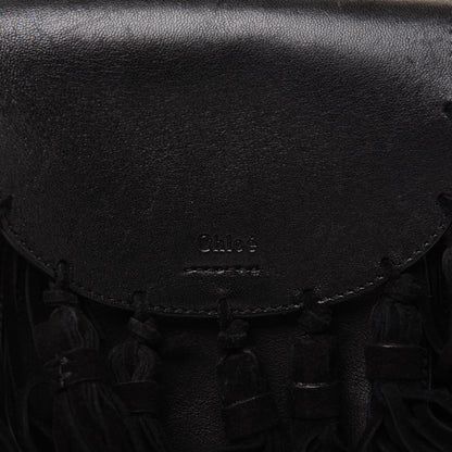 Chloe Calfskin Mini Hudson Fringe Shoulder Bag Black 14 of 17