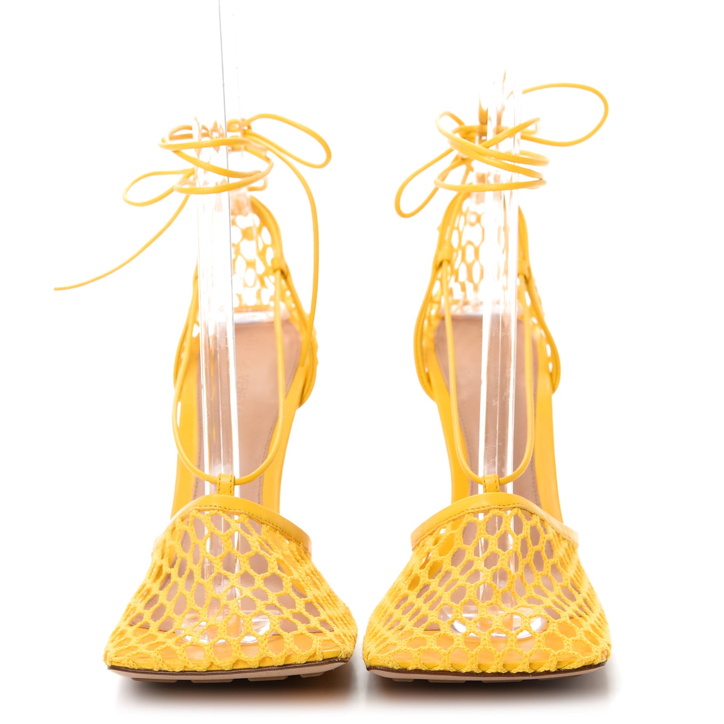Mesh Nappa Stretch Ankle Tie Sandals 40.5 Egg Yolk