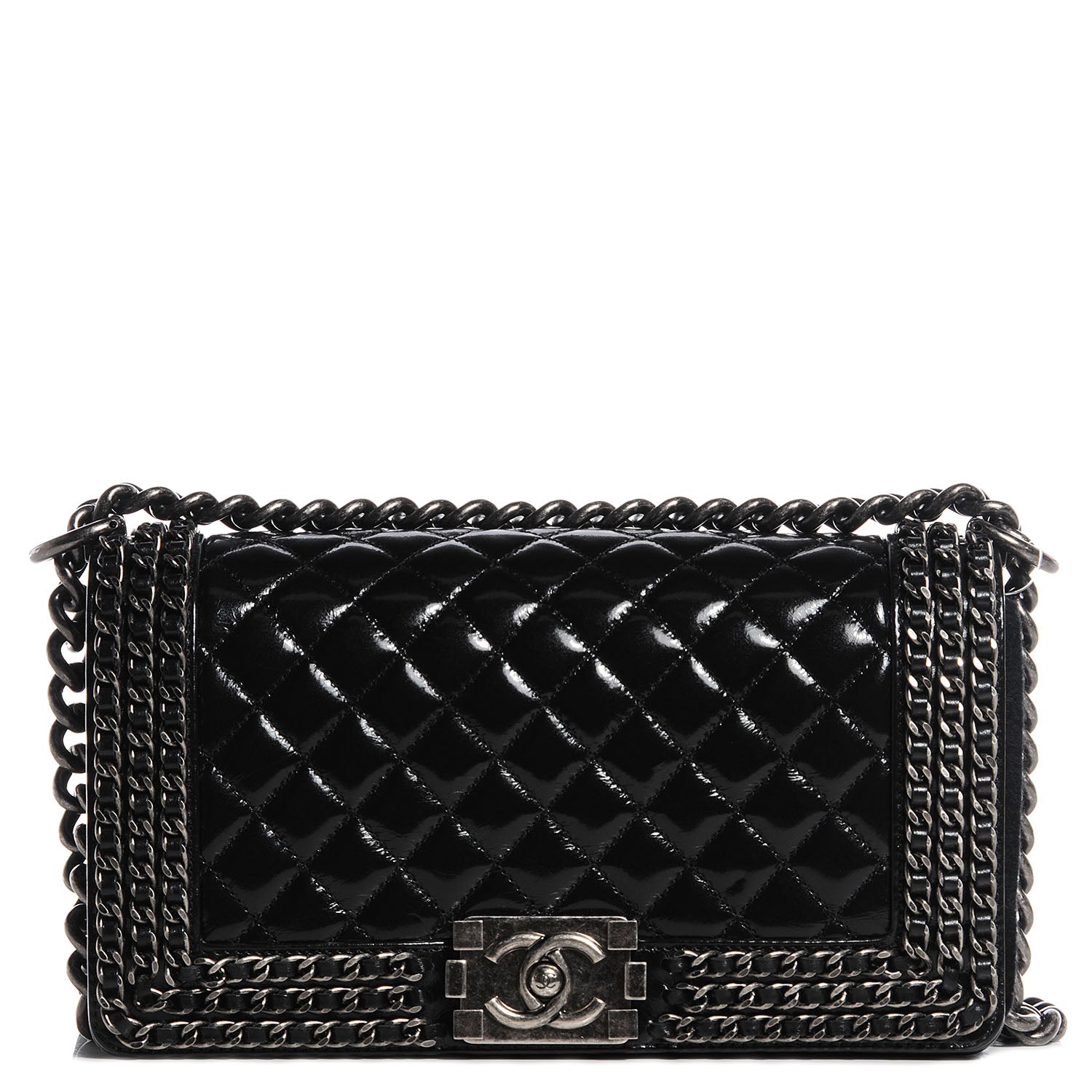 Chanel Calfskin Medium Boy Chained Flap Black 1 of 8