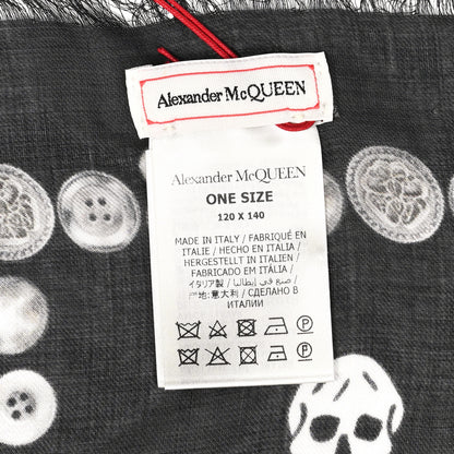 Alexander McQueen Silk Chiffon Jewelled Button Skull Scarf Black White 3 of 3