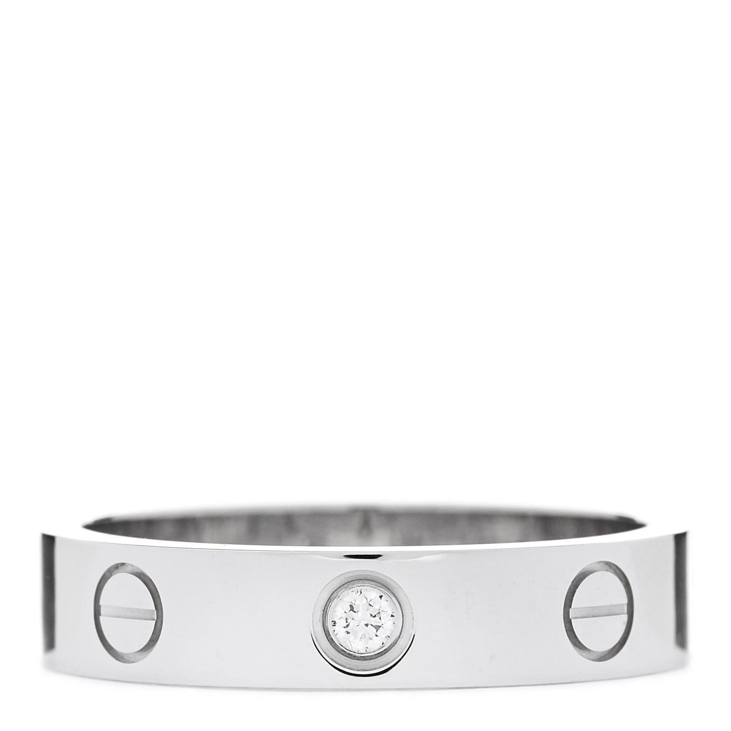 Cartier 18K White Gold Diamond 4mm LOVE Wedding Band Ring 51 5.75 1 of 5
