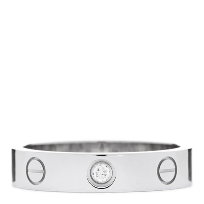 Cartier 18K White Gold Diamond 4mm LOVE Wedding Band Ring 51 5.75 1 of 5