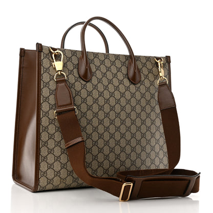Gucci GG Supreme Monogram Azalea Calfskin Medium Retro Interlocking G Tote Bag Beige Ebony Brown Sugar 2 of 8