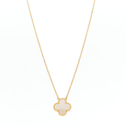 Van Cleef & Arpels 18K Yellow Gold Mother of Pearl Vintage Alhambra Pendant Necklace 1 of 5