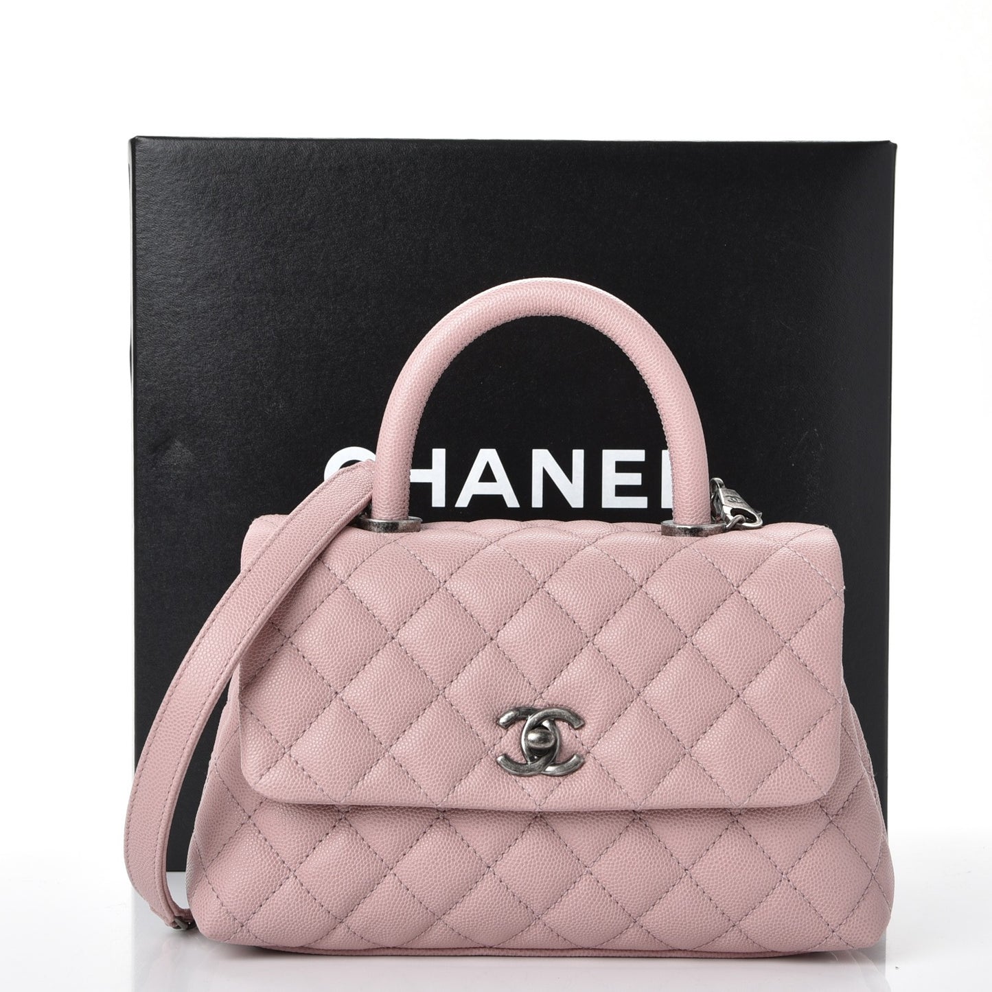 Caviar Quilted Mini Coco Handle Flap Pink
