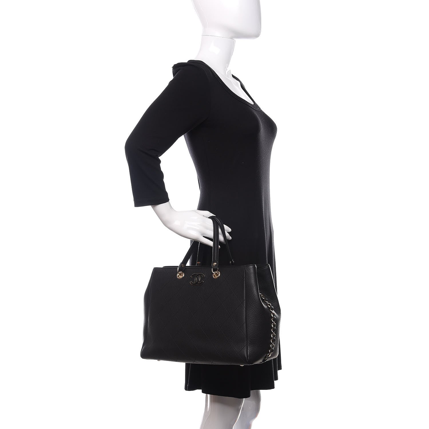 Chanel Bullskin Stitched Medium Shopping Bag Black 3 of 11