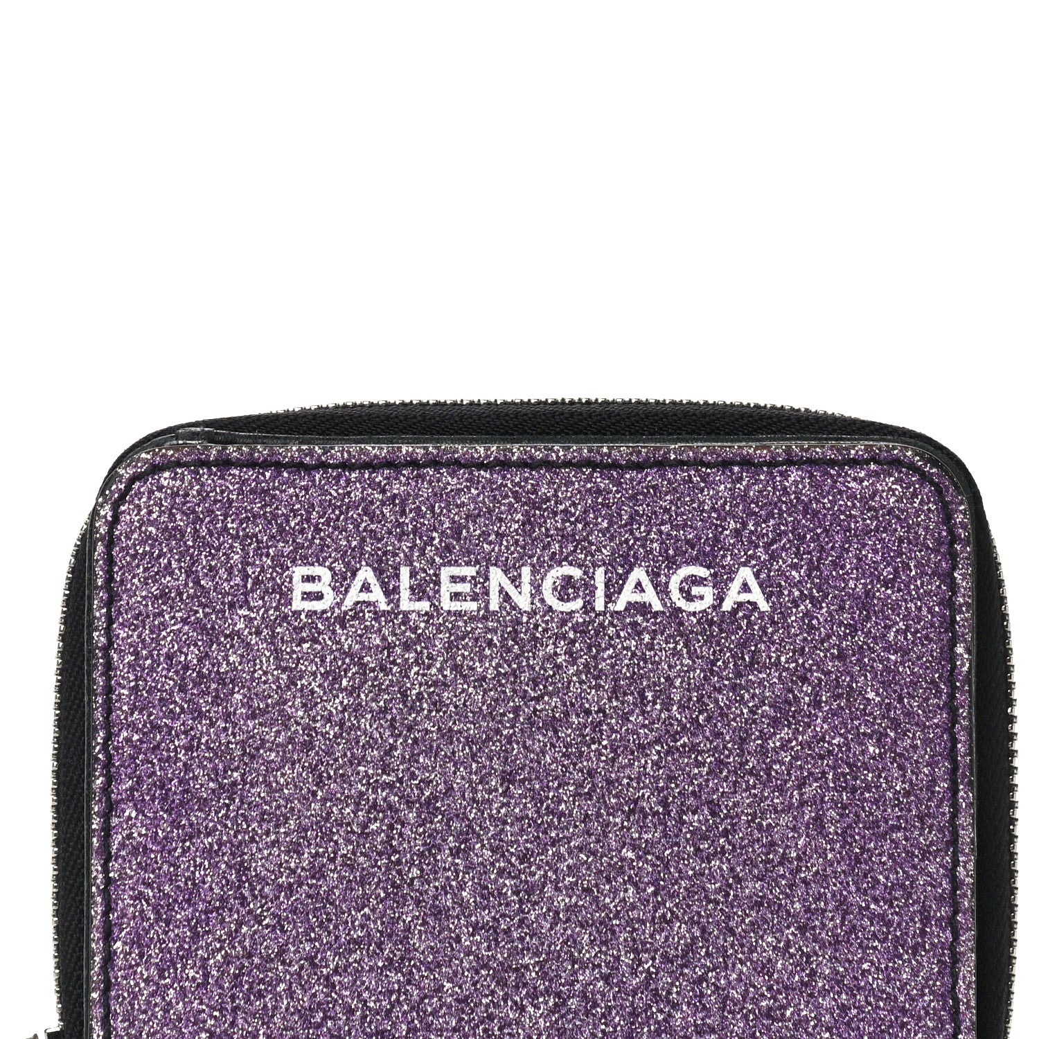 Balenciaga Glitter Calfskin Logo Everyday Multi Zip Wallet Purple 8 of 16