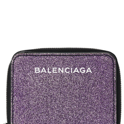 Balenciaga Glitter Calfskin Logo Everyday Multi Zip Wallet Purple 8 of 16