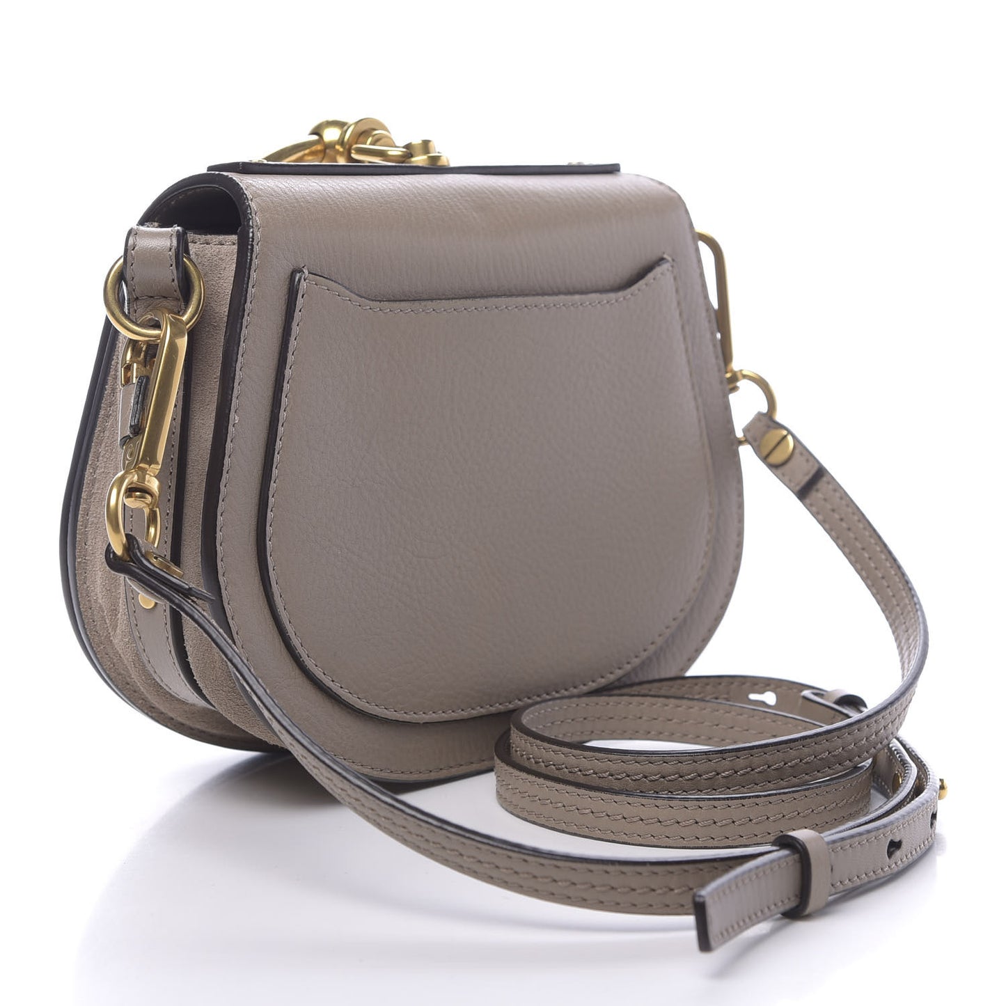 Calfskin Suede Small Nile Bracelet Bag Motty Grey