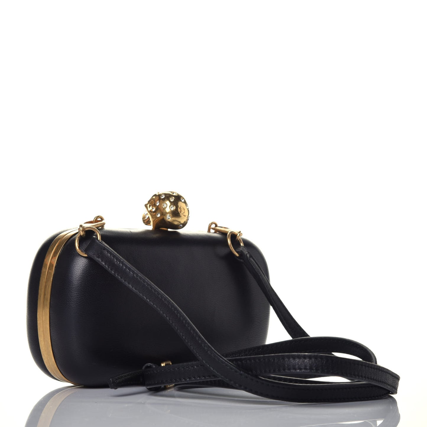Calfskin Corset Skull Box Clutch Black