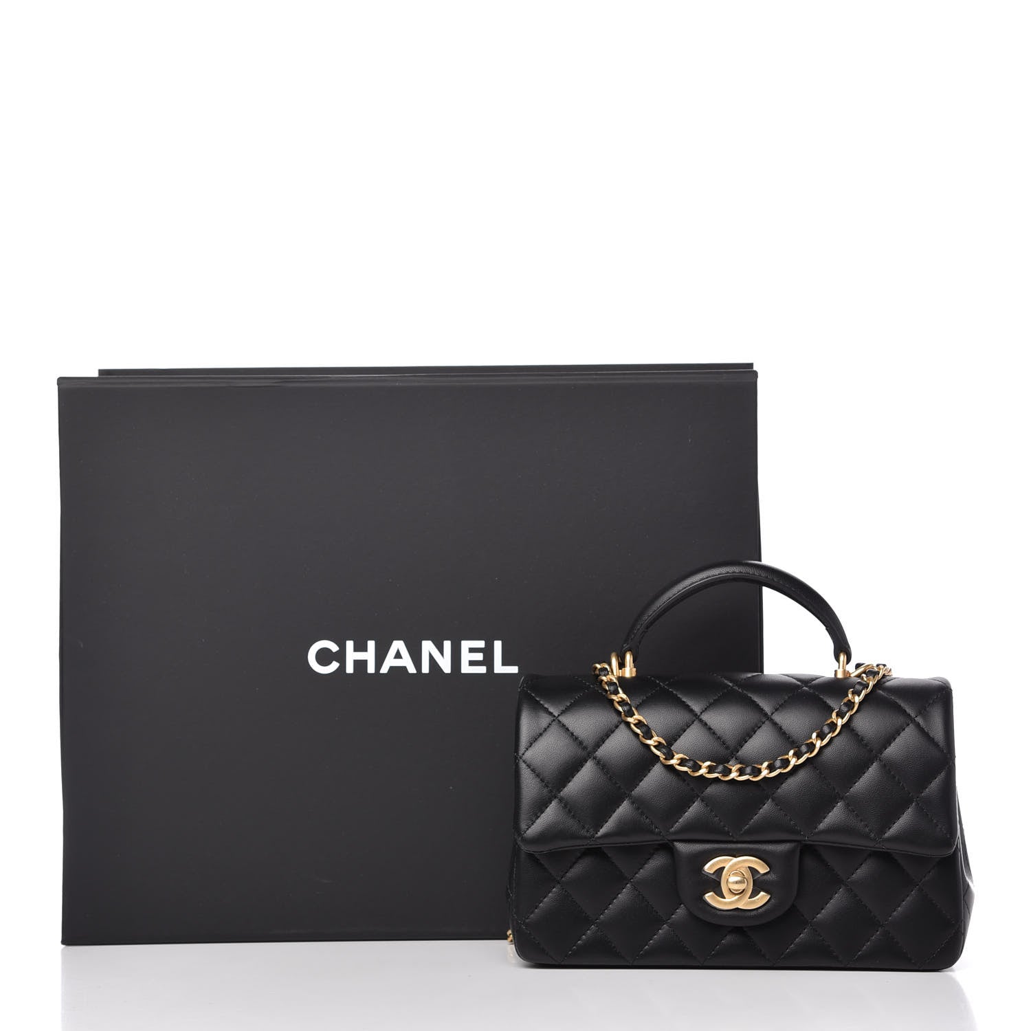 Chanel Lambskin Quilted Mini Top Handle Rectangular Flap Black 11 of 11