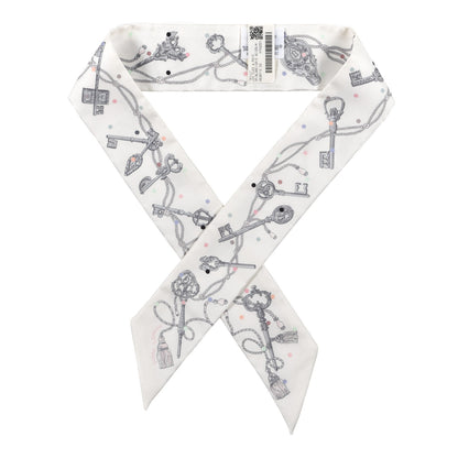 Hermes Silk Les Cles A Pois Twilly White Gris Acier 1 of 4
